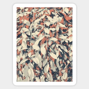 Wild bush, leafy garlands, posterized photo with cartoon effect, soft neutral colors Sticker